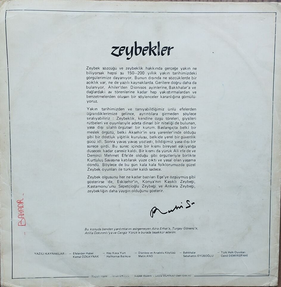 RUHİ SU/ZEYBEKLER LP Plak