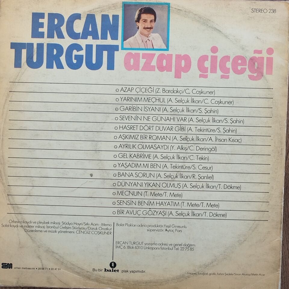 ERCAN TURGUT/AZAP ÇİÇEĞİ LP Plak