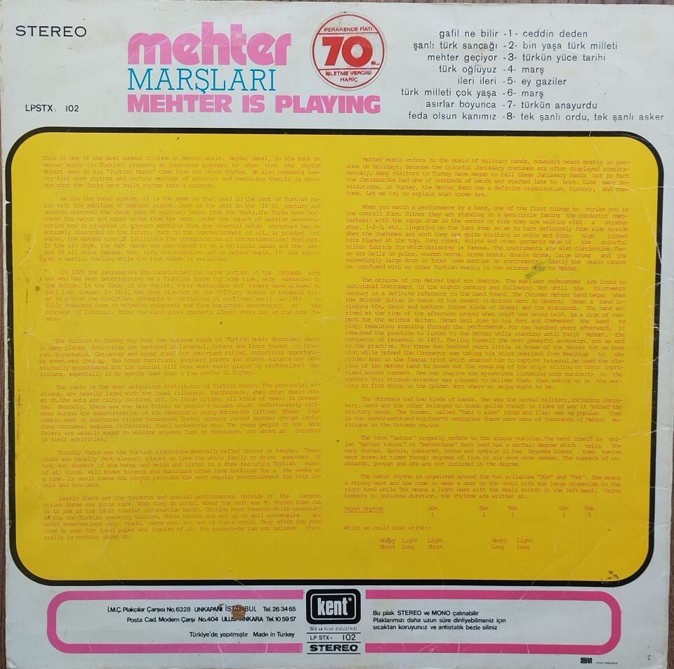 MEHTER MARŞLARI LP Plak