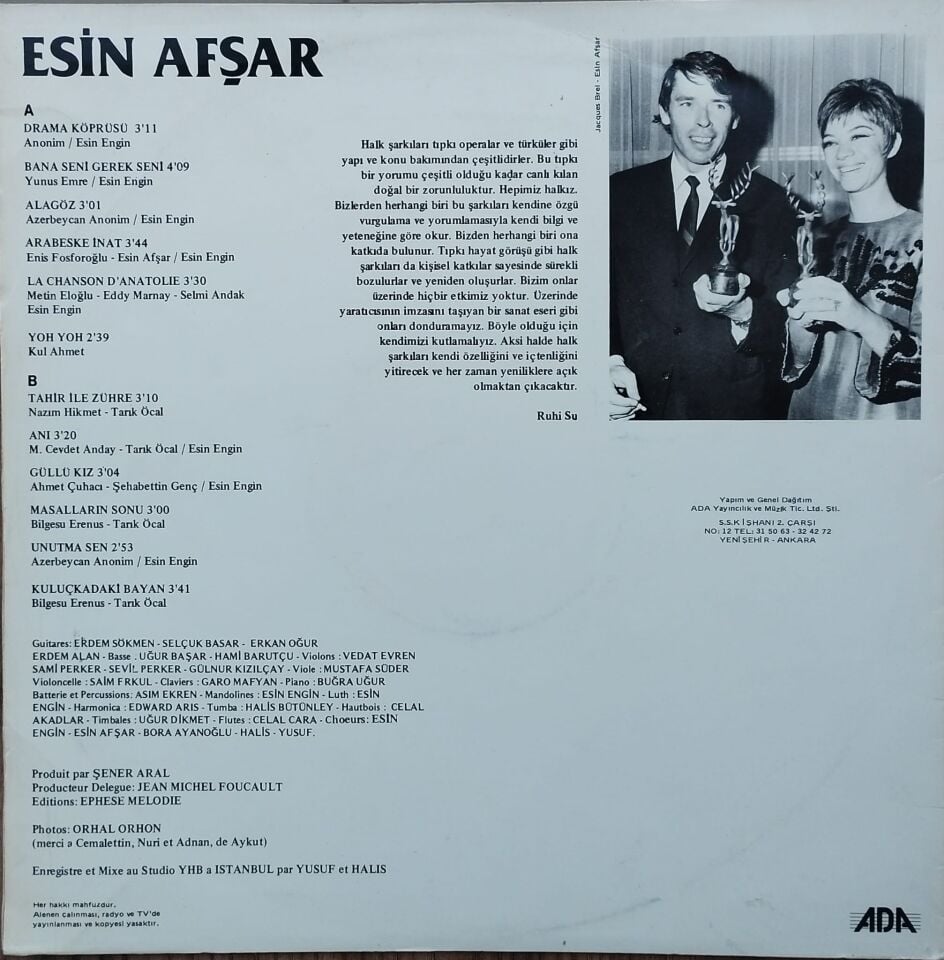 Esin Afşar – Dün Ve Bugünün Türk Şiir Ve Ezgileri LP LAK