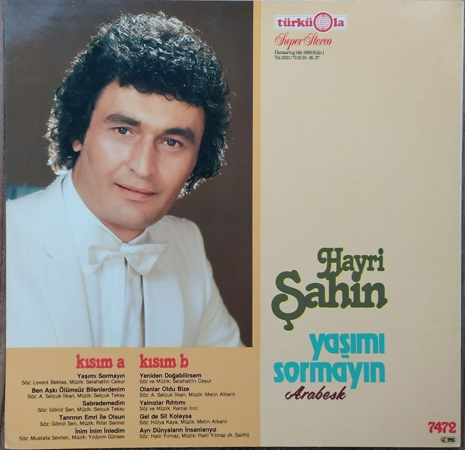 Hayri Şahin – Yaşımı Sormayın - Arabesk LP PLAK